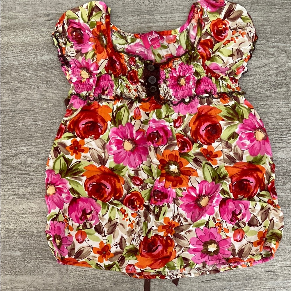 Floral Pink and Red Blouse